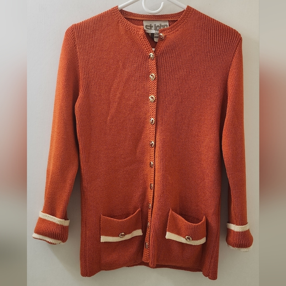 St. John‎ Women's Orange Cardigan Sweater.
